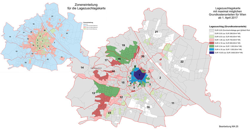 Lagezuschlagskarte Wien; Bearbeitung MA25